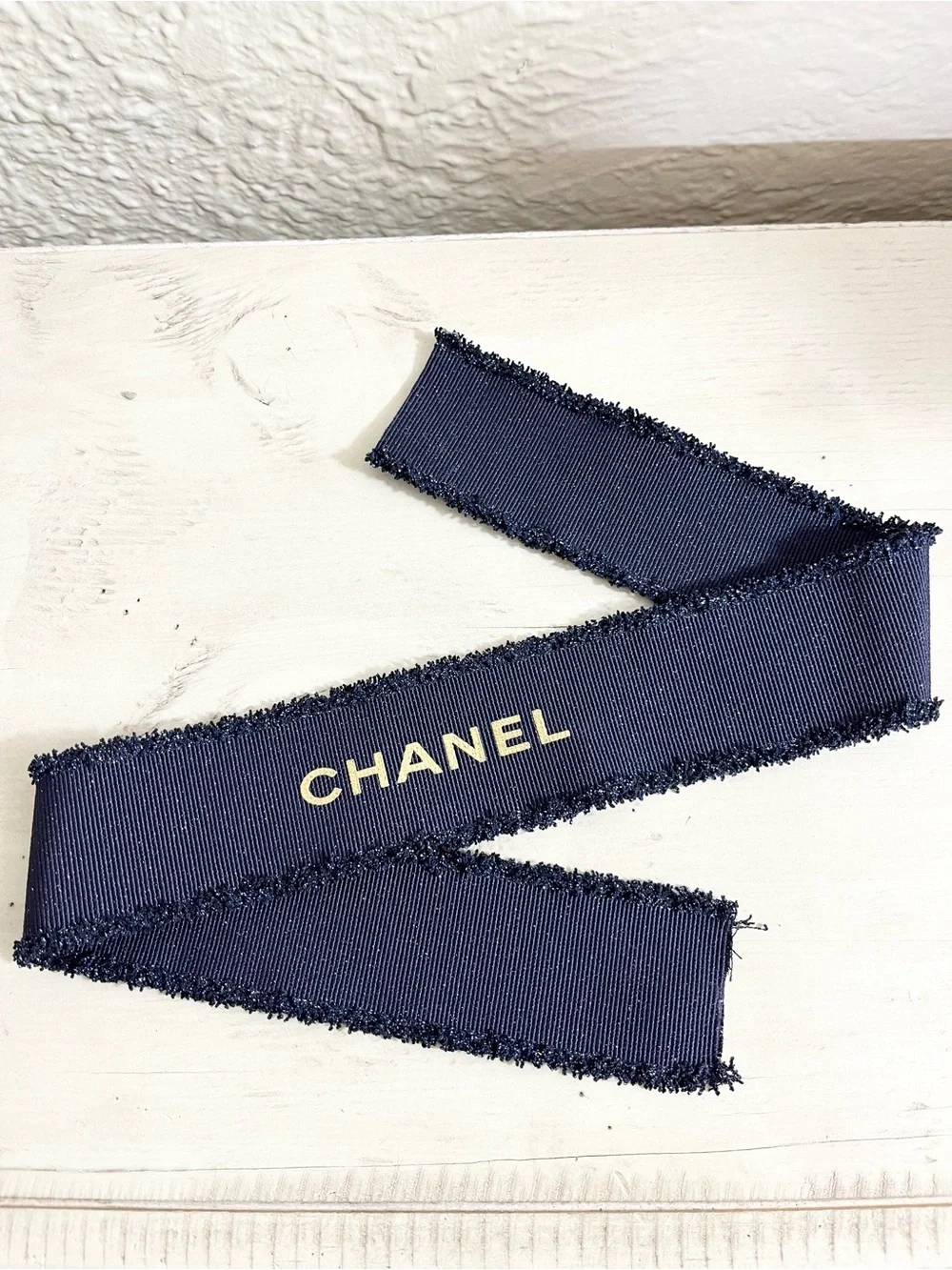 Chanel Ribbon Navy Blue Metallic Fringe